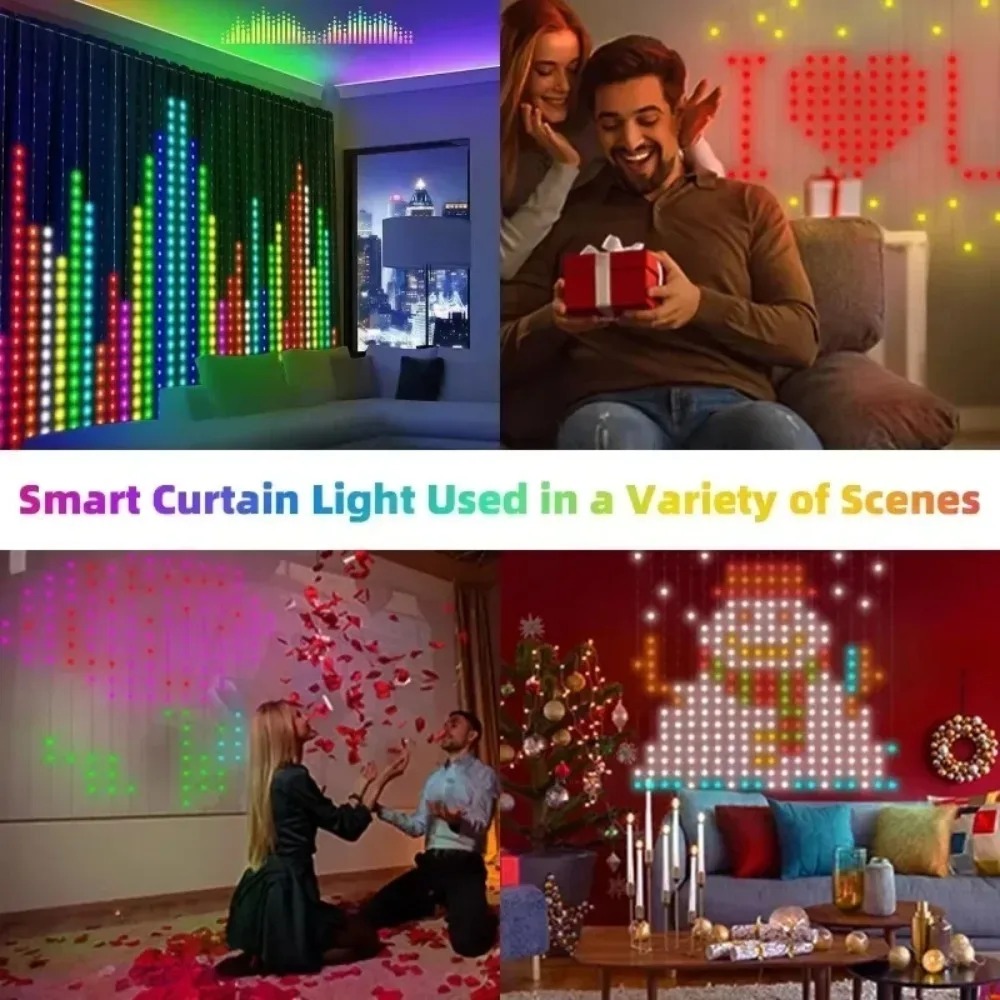LED Pixel Curtain Lights Bluet - đánh giá và giá Lighting Christmas Decor