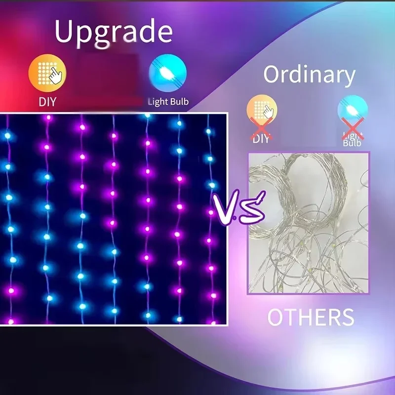 Smart LED Curtain Lights RGB A - đánh giá và giá Lighting Christmas Decor