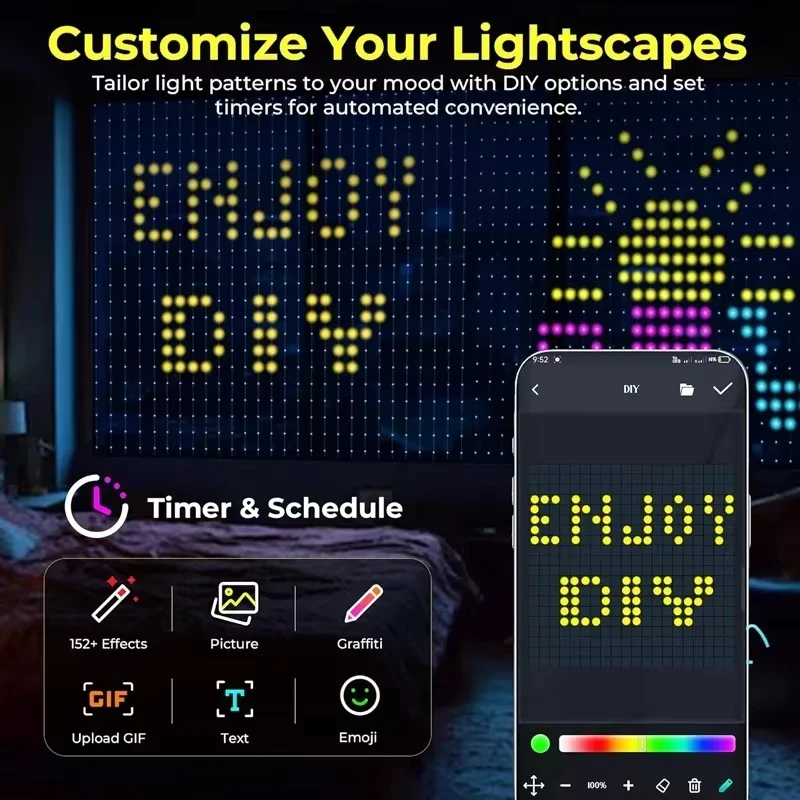Smart LED Curtain Lights RGB A - đánh giá và giá Lighting Christmas Decor