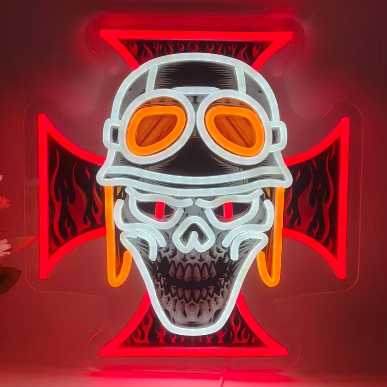 Biker Skull Cross LED Neon Sig - đánh giá và giá Lighting Christmas Decor