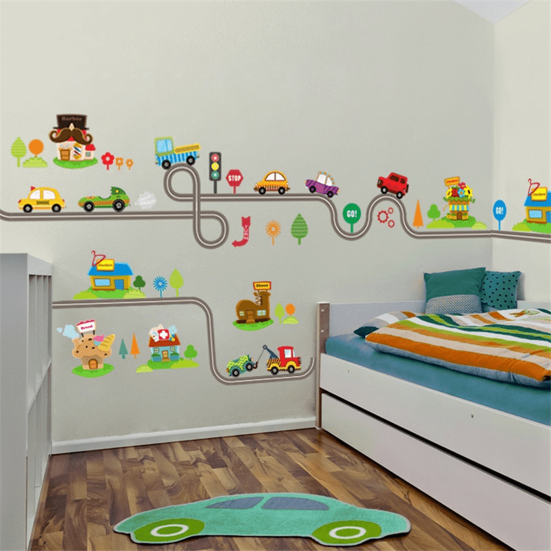 2Pcs/Lot Cartoon Cars Highway  - đánh giá và giá Lighting Mcqueen Bedroom Decor