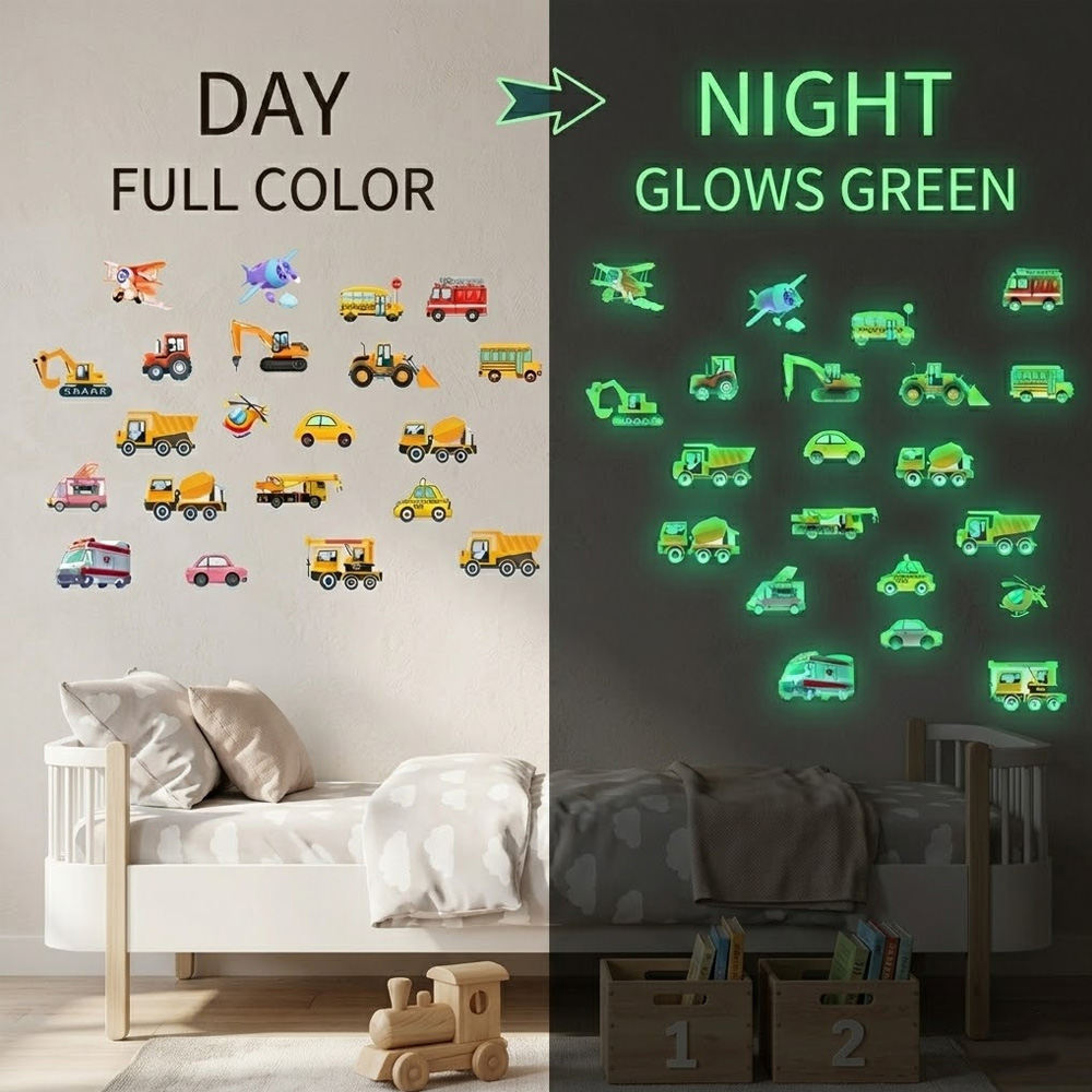 Luminous Car Wall Sticker 21Pc - đánh giá và giá Lighting Mcqueen Bedroom Decor