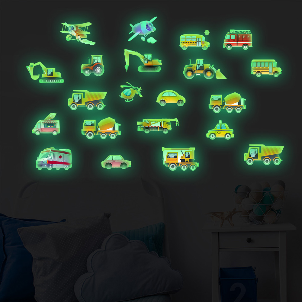 Luminous Car Wall Sticker 21Pc - đánh giá và giá Lighting Mcqueen Bedroom Decor